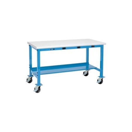 Global Equipment 60 x 30 Mobile Lab Workbench - Power Apron - Laminate Safety Edge - Blue 249414BL
